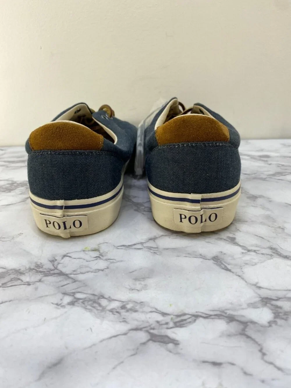 Ralph Lauren Men's Faxon Blue Denim Lace Sneaker sz 9.5